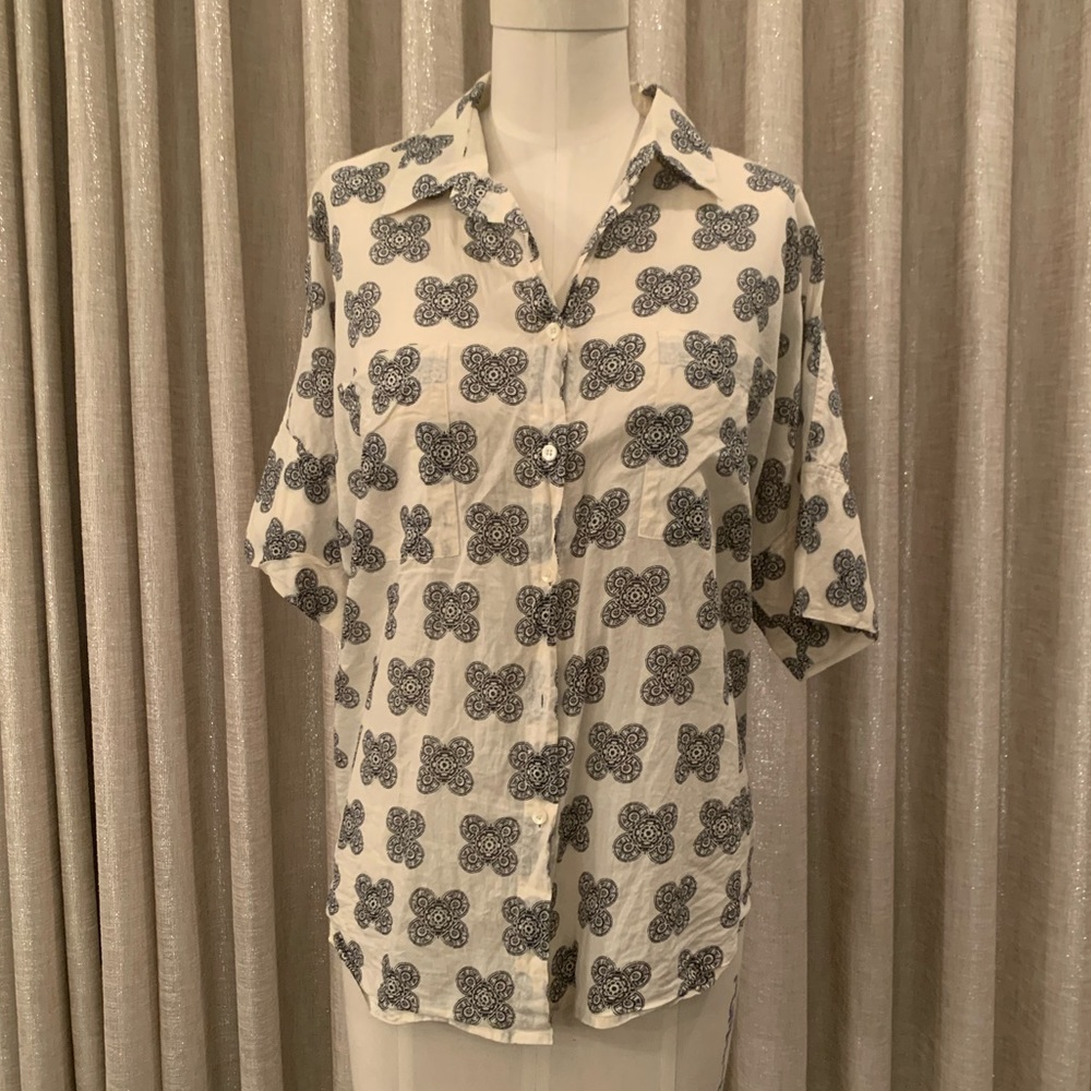 Madewell cream and back Oxford button down shirt